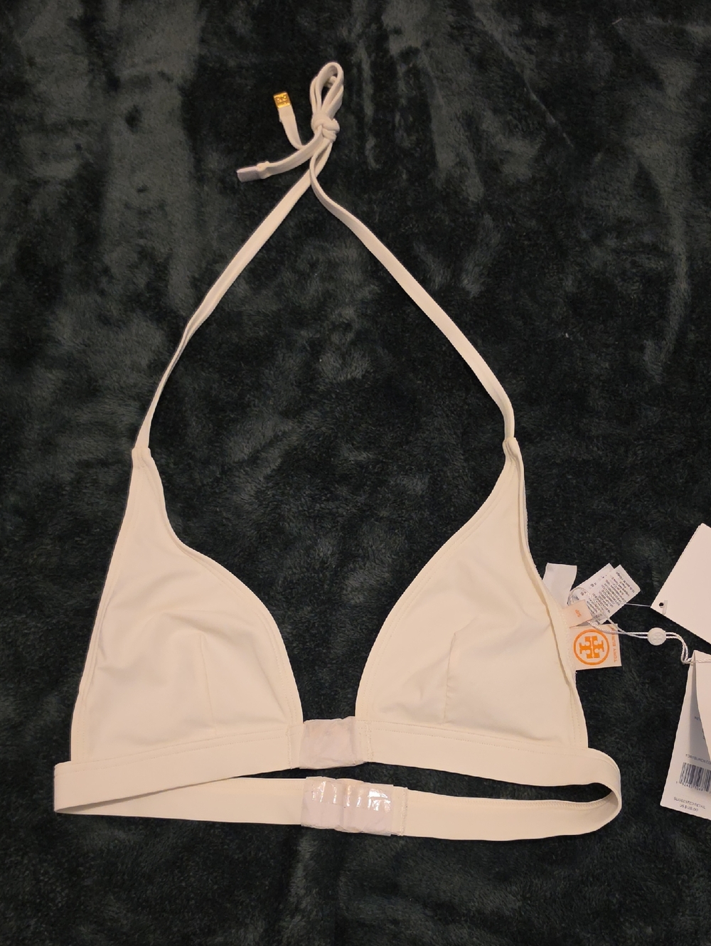 Tory Burch Cream Triangle Halter Bikini Top